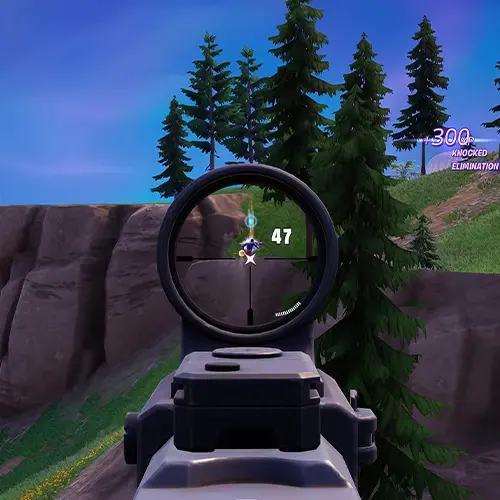 Fortnite در بازی Deadeye Assault Rifle تصویری از شلیک کردن با