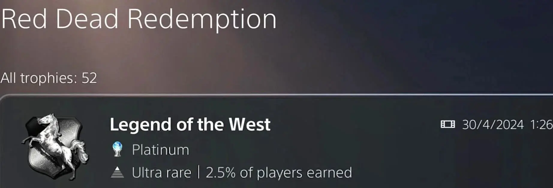 گرفتن تروفی Legend of the West و پلاتینیوم شدن