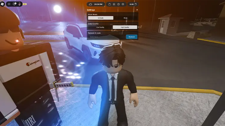 تصویری از مرحله وارد کردن کدها در بازی Roblox Carbilife