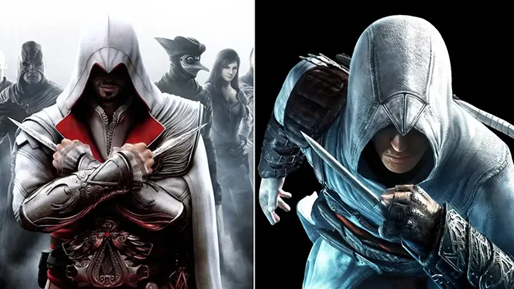 تصویری از کاراکنرهای اتزیو  و الطائر در بازی Assassin's Creed