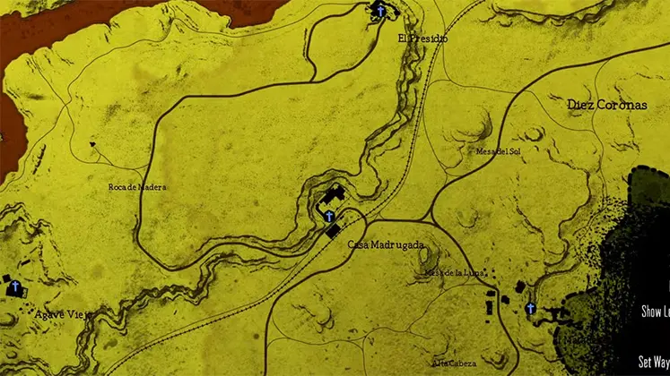 تصویری از جایگاه اسب ها روی مپ  چهار اسب آخرالزمان در بازی Red Dead Redemption 1