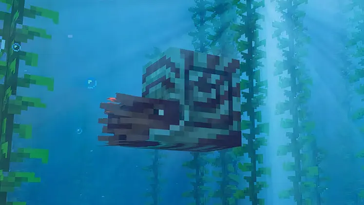 تصویری از Zombie Nautilus در بازی Minecraft در آپدیت Mounts of Mayhem