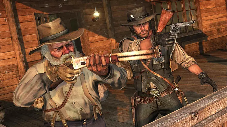 بنری رسمی از بازی Red Dead Redemption و شخصیت جان مارستون