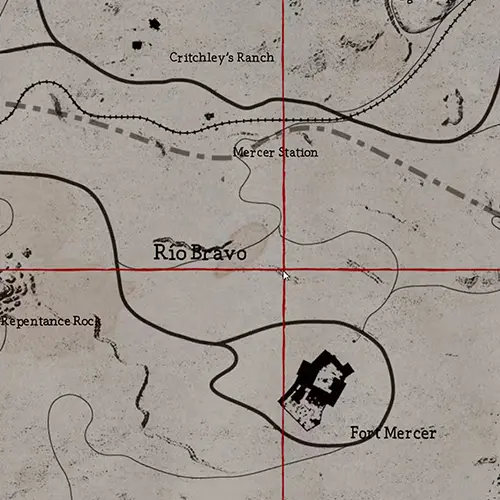 تصویری از منطقه Rio Bravo روی مپ در بازی Red Dead Redemption 1