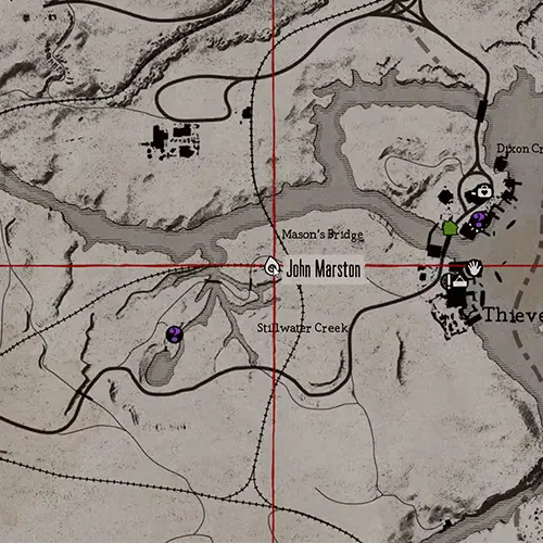 تصویری از منطقه Stillwater Creek روی مپ در بازی Red Dead Redemption 1
