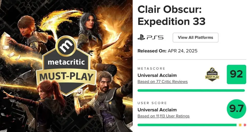 میانگین نمرات بازی expedition33