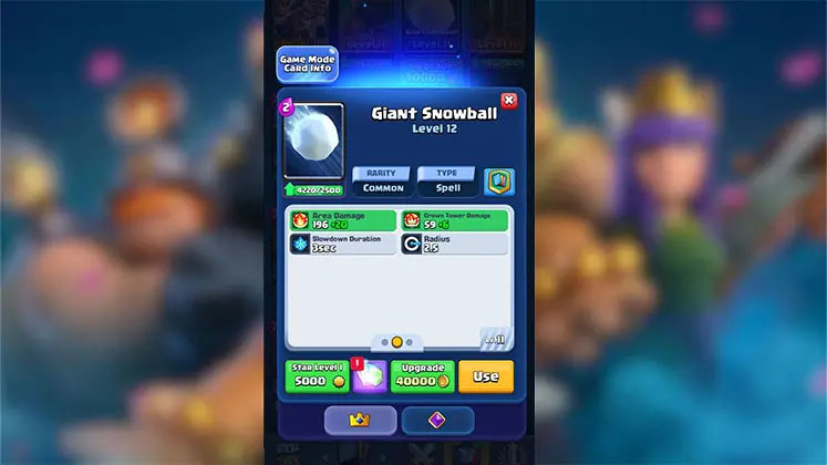 کارت معمولی جاینت اسنوبال (Giant Snowball) در کلش رویال
