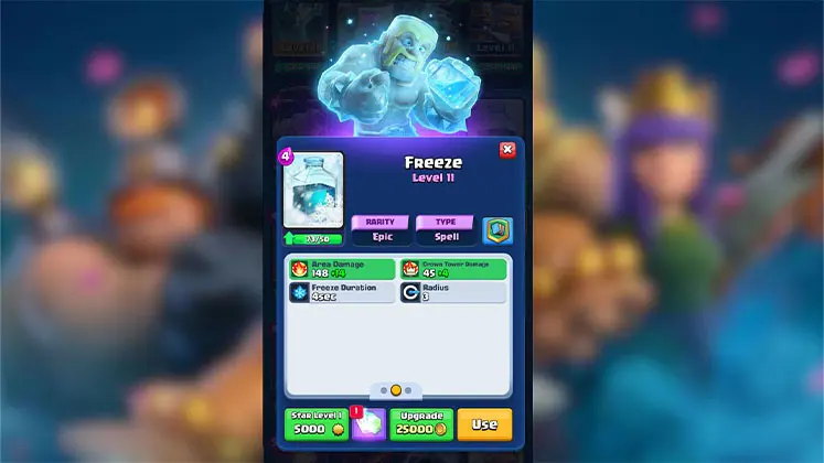 اسپل اپیک فریز (Freeze) در بازی Clash Royale
