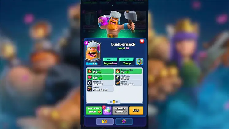 کارت لجندری لامبرجک (Lumberjack) در بازی کلش رویال