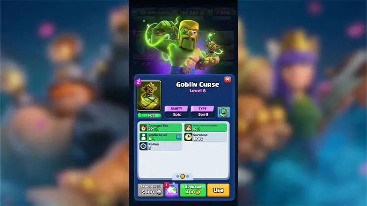 اسپل اپیک گوبلین کرس (Goblin Curse) در بازی کلش رویال