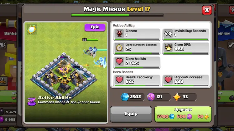 آیتم Magic Mirror برای کوئین در کلش آف کلنز