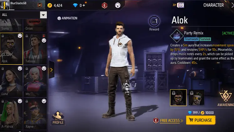 تصویری از کاراکتر Alok در بازی free fire