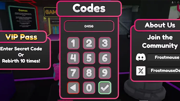 تصویری از مرحله فعال سازی کدها در مپ Squid Game Tycoon در بازی Fortnite