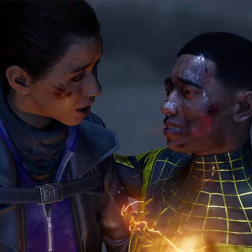 تصویری از Phin و مایلز در بازی Marvel's Spider-Man: Miles Morales