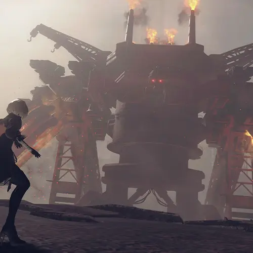 تصویری از درگیری و باس بازی NieR: Automata