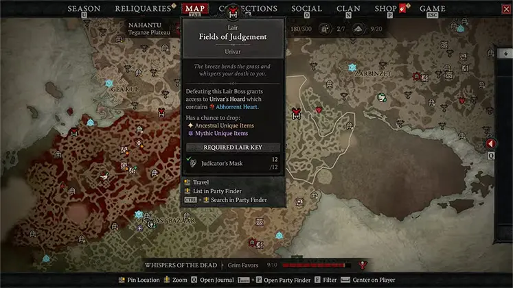 تصویری از مکان Urivar روی مپ بازی Diablo 4