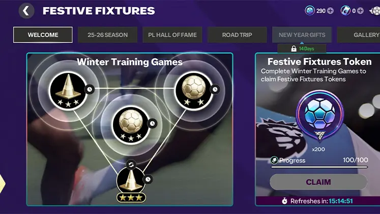 تصویری از بخش Winter Training Games در بازی FC Mobile 26