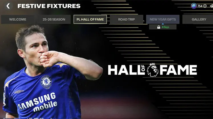 تصویری از بخش PL Hall of Fame در بازی FC Mobile 26