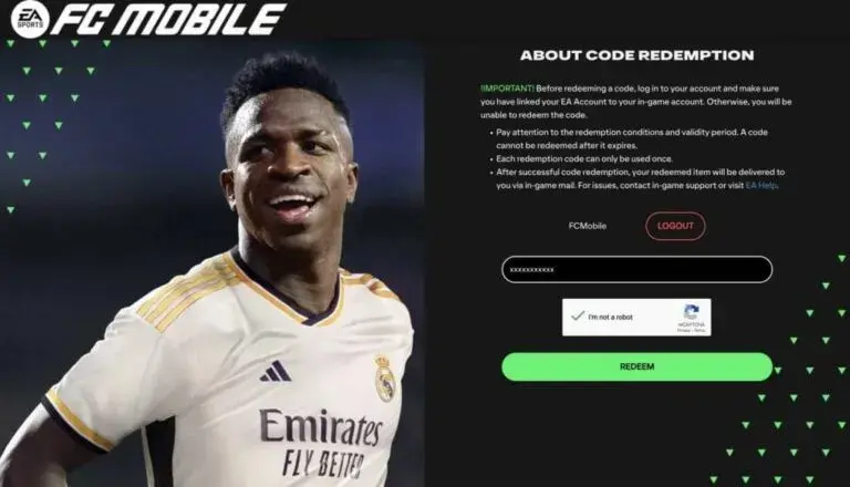 تصویری از مرحله ی ردیم کردن کد در بازی FC Mobile