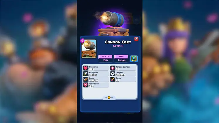 معرفی کارت Cannon Cart؛ نیروی دوگانه متحرک و ثابت در بازی کلش رویال
