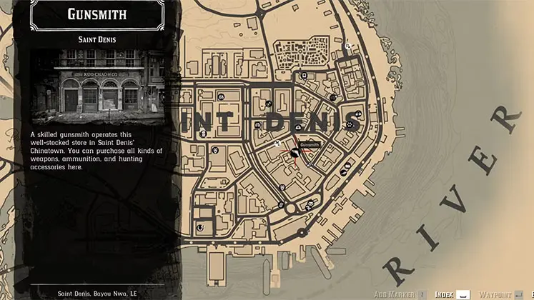 اسلحه‌فروشی سنت دنی (Saint Denis Gunsmith) در RDR2