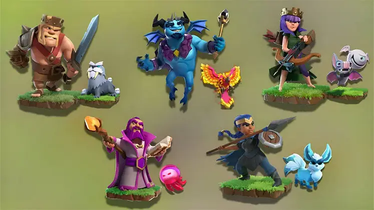 هیروها در کنار پت ها در بازی Clash of Clans
