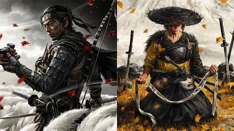 بنری از بازی Ghost of Yōtei و Ghost of Tsushima