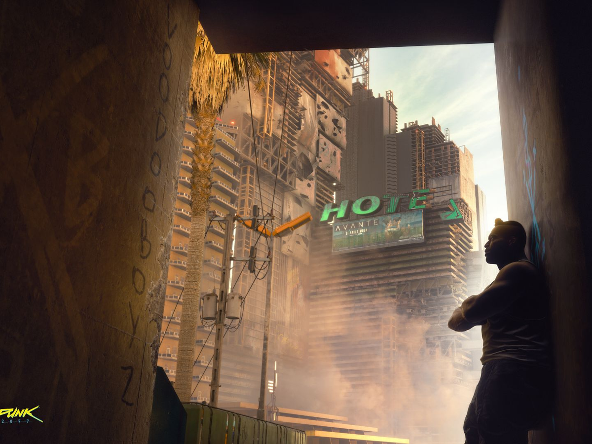 تصویری از محله پاسیفیکا در بازی cyberpunk2077