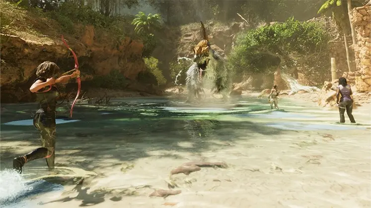 تصویری از مبارزه در بازی Ark: Survival Ascended