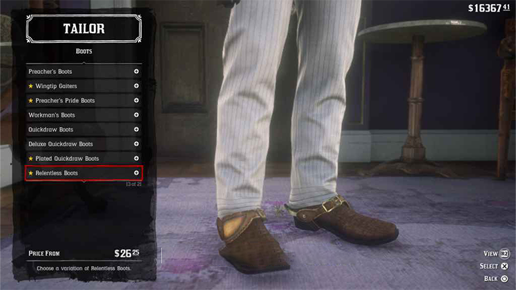 چکمه Relentless Boots در Red Dead Redemption 2
