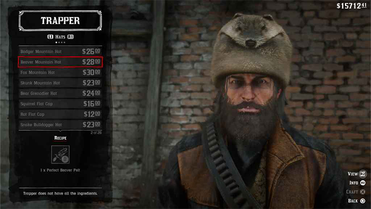 لباس&zwnj; حیوانی Beaver Mountain Hat در Red Dead Redemption 2