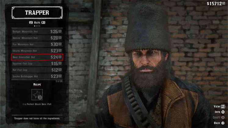 لباس&zwnj; حیوانی Bear Grenadier Hat در Red Dead Redemption 2