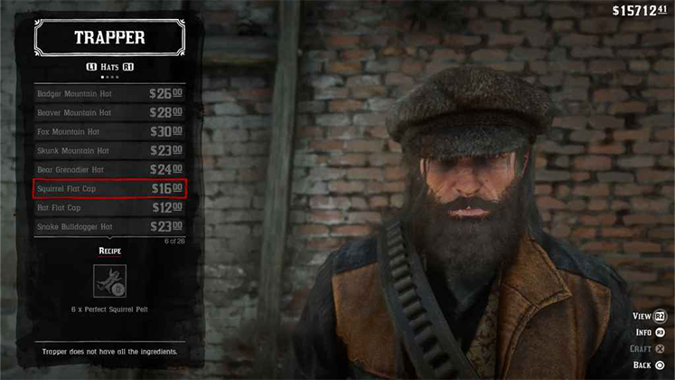 لباس&zwnj; حیوانی Squirrel Flat Hat در Red Dead Redemption 2