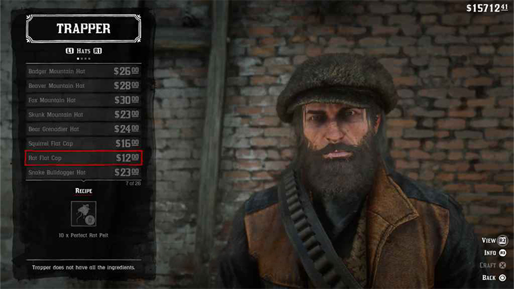 لباس&zwnj; حیوانی Rat Flat Hat در Red Dead Redemption 2
