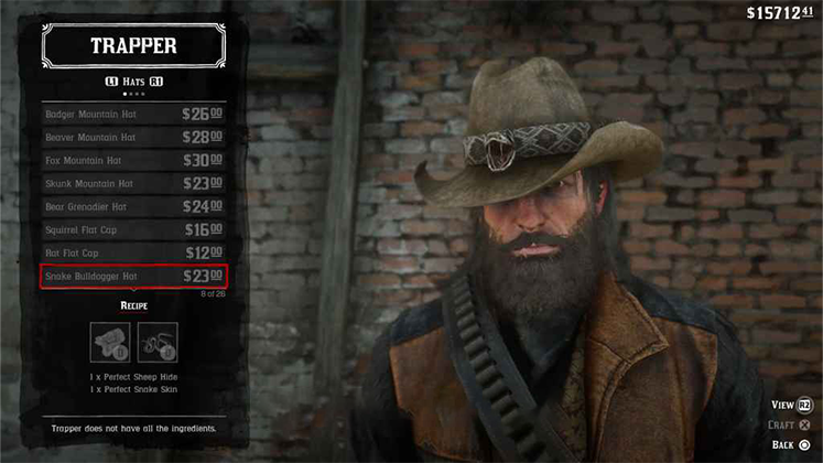 لباس&zwnj; حیوانی Snake Bulldogger Hat در Red Dead Redemption 2