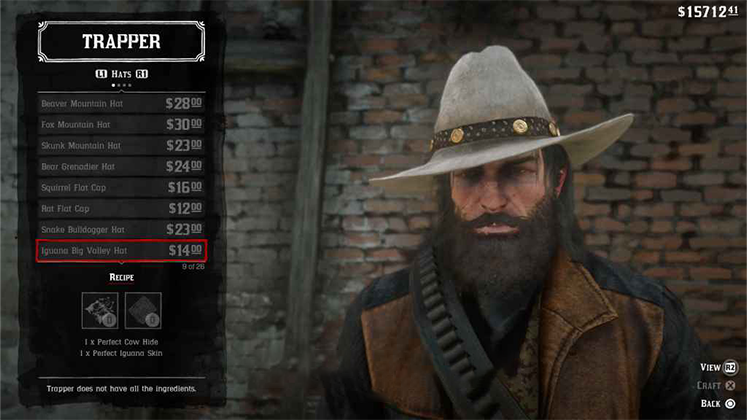 لباس&zwnj; حیوانی Iguana Big Valley Hat در Red Dead Redemption 2