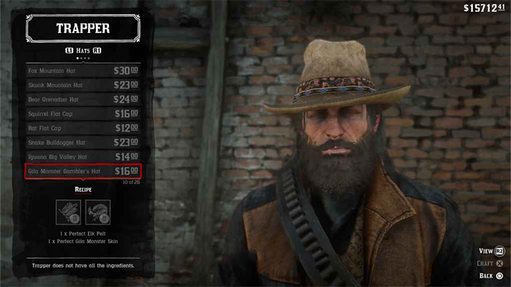 لباس&zwnj; حیوانی Gila Monster Gambler's Hat در Red Dead Redemption 2