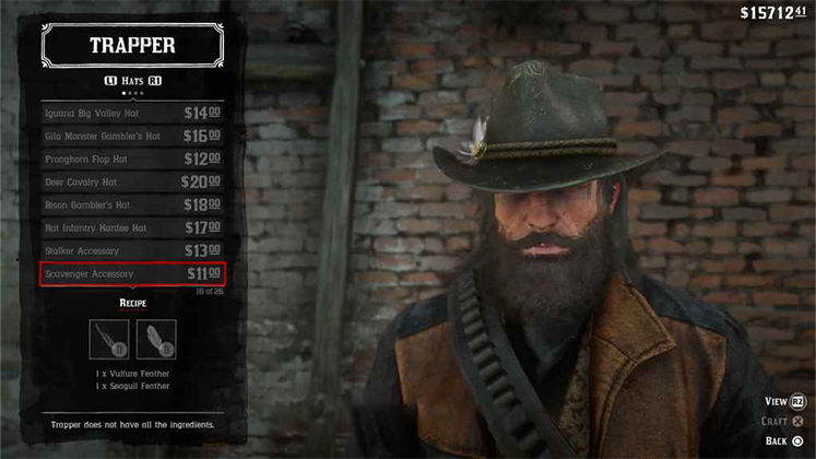 لباس&zwnj; حیوانی Scavenger Accessory در Red Dead Redemption 2