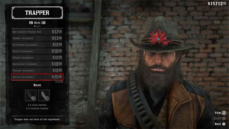 لباس&zwnj; حیوانی Rococo Accessory در Red Dead Redemption 2