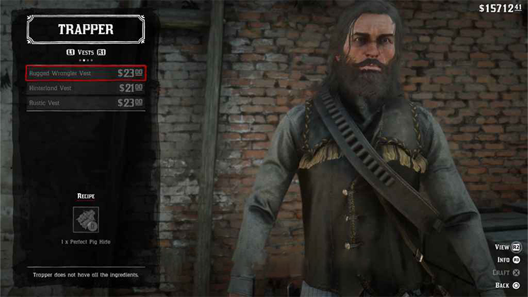لباس&zwnj; حیوانی Rugged Wrangler Vest در Red Dead Redemption 2