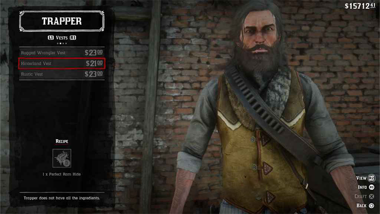 لباس&zwnj; حیوانی Hinterland Vest در Red Dead Redemption 2
