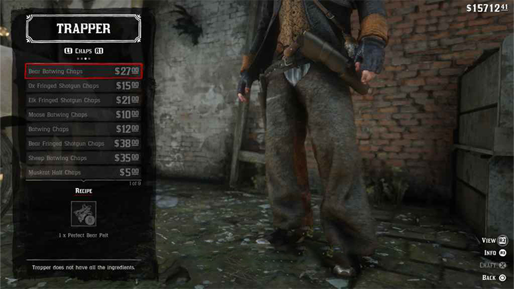 لباس&zwnj; حیوانی Bear Batwing Chaps در Red Dead Redemption 2