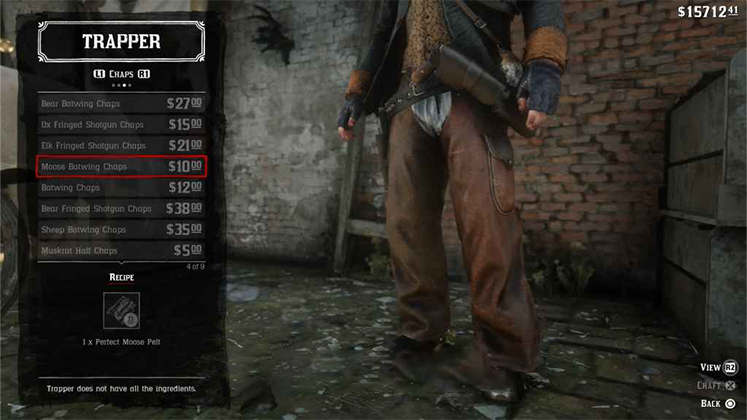 لباس&zwnj; حیوانی Moose Batwing Chaps در Red Dead Redemption 2
