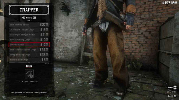 لباس&zwnj; حیوانی Batwing Chaps در Red Dead Redemption 2