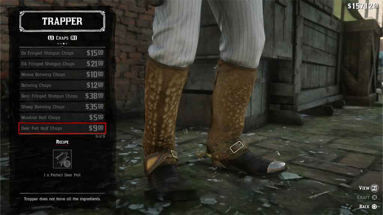 لباس&zwnj; حیوانی Deer Pelt Half Chaps در Red Dead Redemption 2