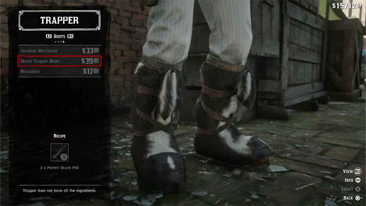لباس&zwnj; حیوانی Skunk Trapper Boots در Red Dead Redemption 2