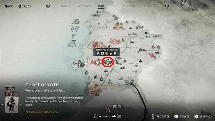 محل شروع ماموریت Bloody Strings Hachibee در بازی Ghost of Yotei
