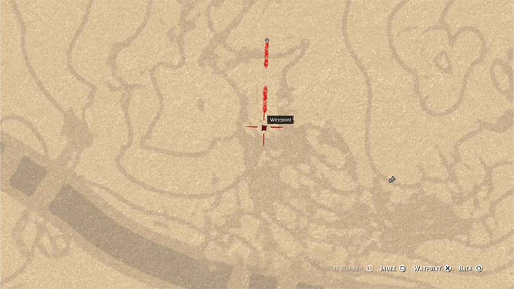 نمای نزدیک نقشه RDR2 از مکان دقیق قرارگیری حکاکی روی سنگ در منطقه نیو هانوور